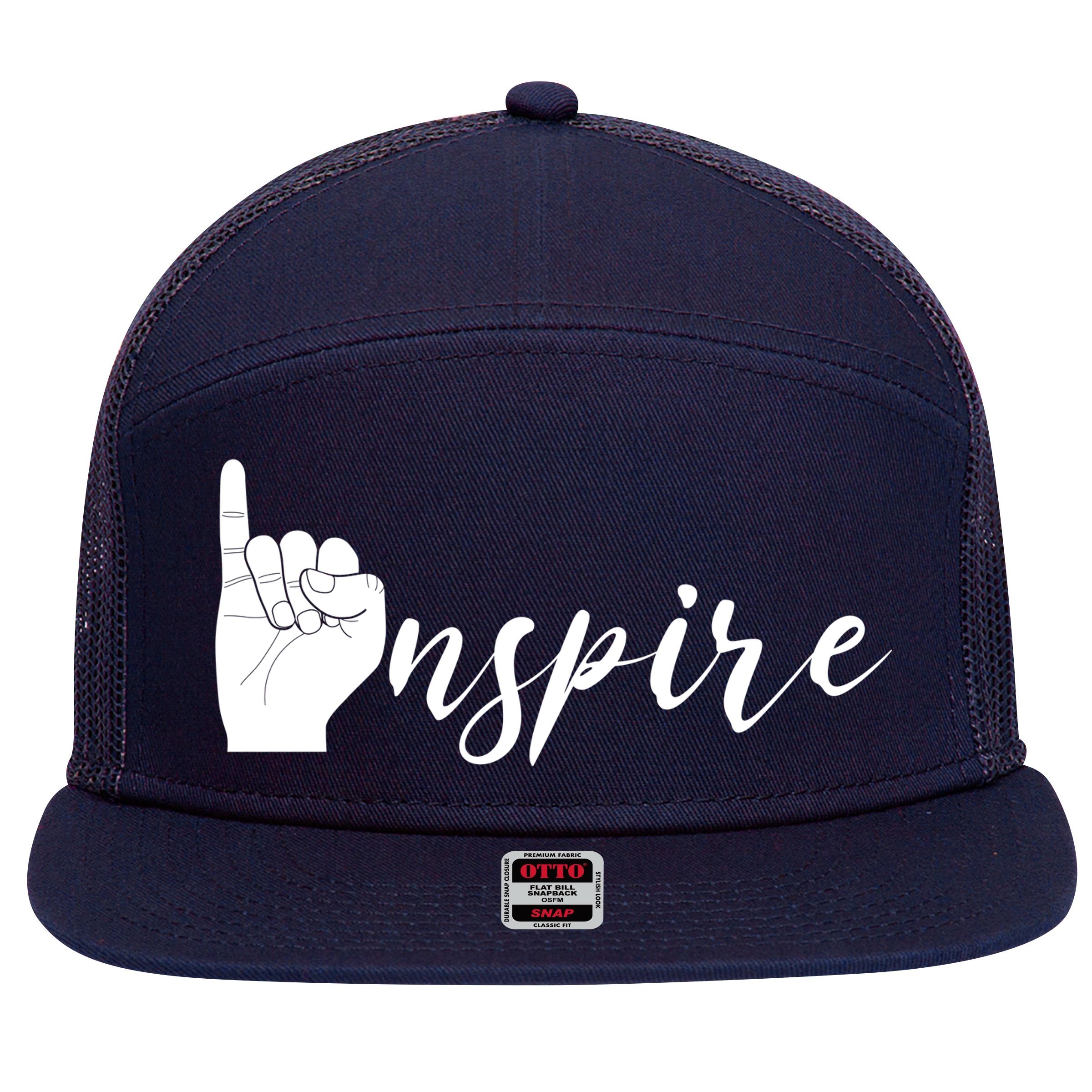 ASL I Hand Inspire SIgn Langage 7 Panel Mesh Trucker Snapback Hat