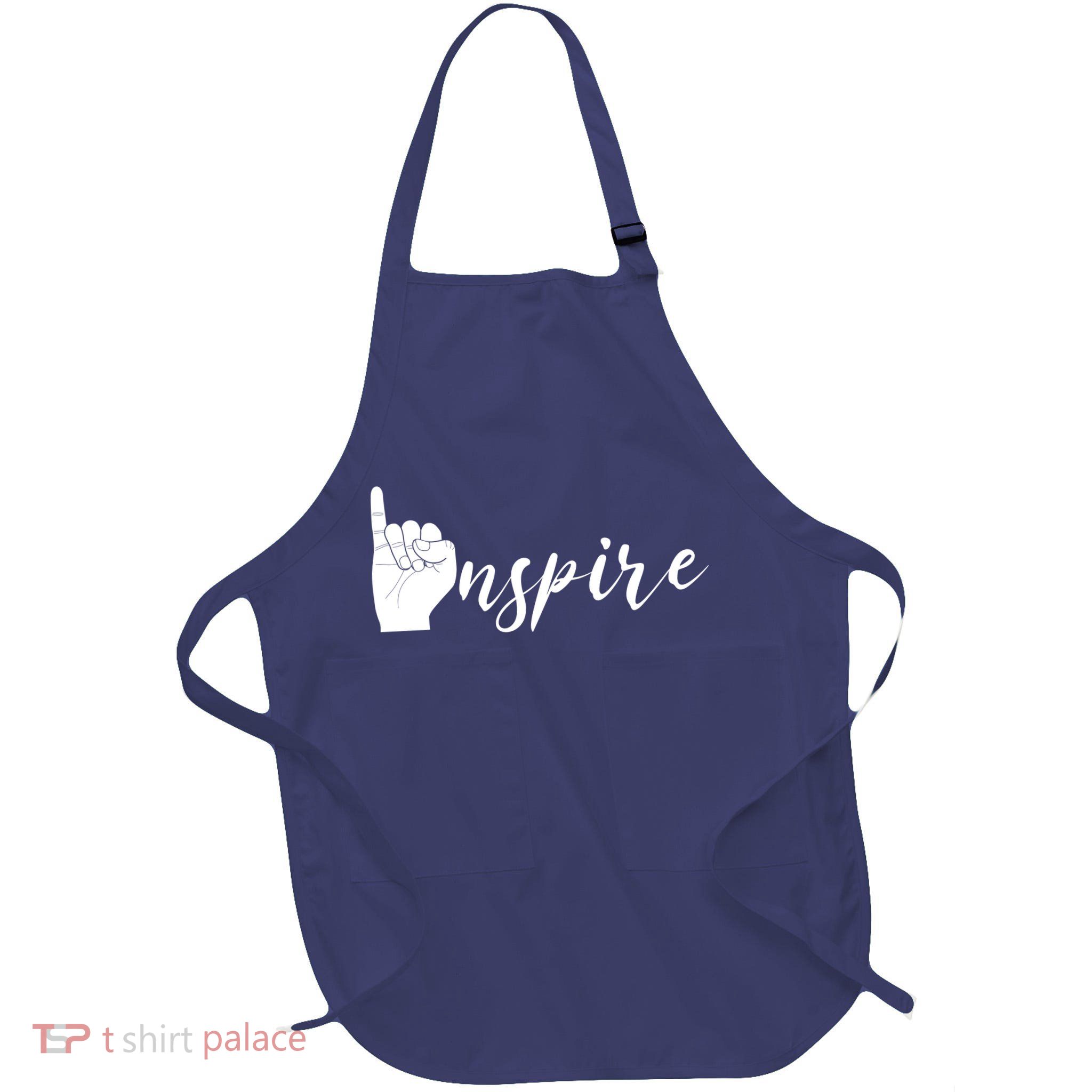 ASL I Hand Inspire SIgn Langage Full-Length Apron With Pockets