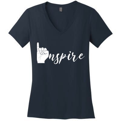 ASL I Hand Inspire SIgn Langage Women's V-Neck T-Shirt