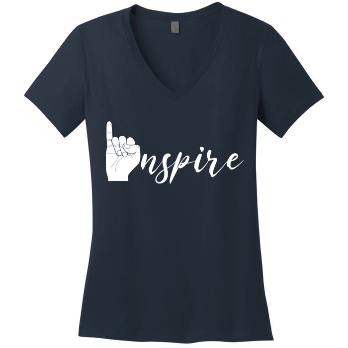 ASL I Hand Inspire SIgn Langage Women's V-Neck T-Shirt