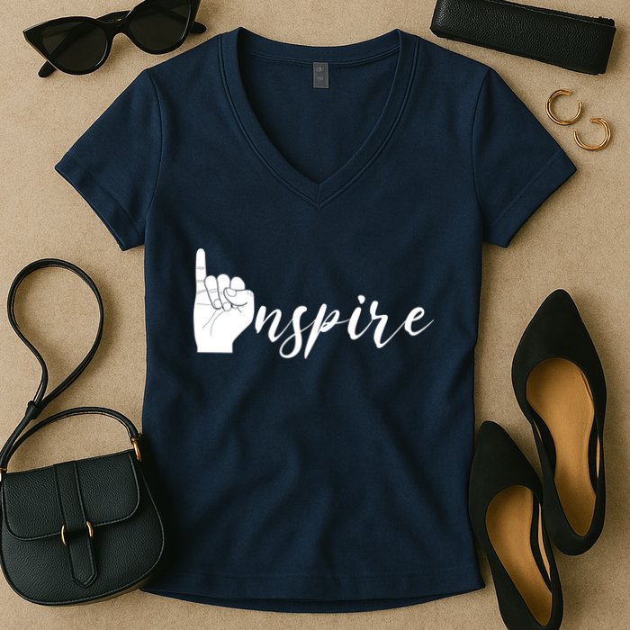 ASL I Hand Inspire SIgn Langage Women's V-Neck T-Shirt