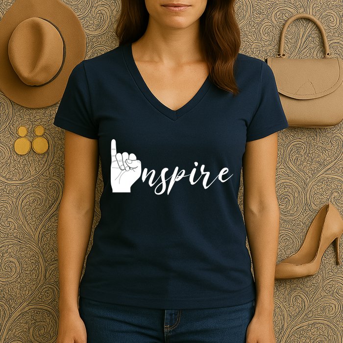 ASL I Hand Inspire SIgn Langage Women's V-Neck T-Shirt