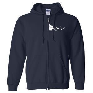 ASL I Hand Inspire SIgn Langage Full Zip Hoodie