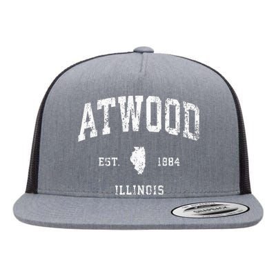 Atwood Illinois Il Vintage Athletic Sports Design Flat Bill Trucker Hat