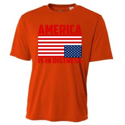 America Is In Distress Upside Down Flag Cooling Performance Crew T-Shirt