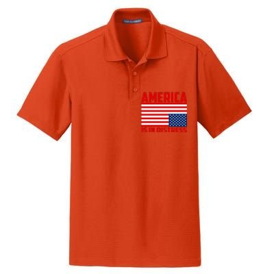 America Is In Distress Upside Down Flag Dry Zone Grid Polo