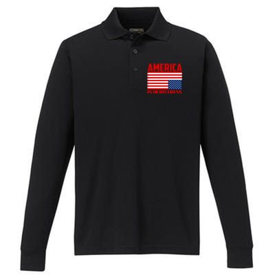 America Is In Distress Upside Down Flag Performance Long Sleeve Polo