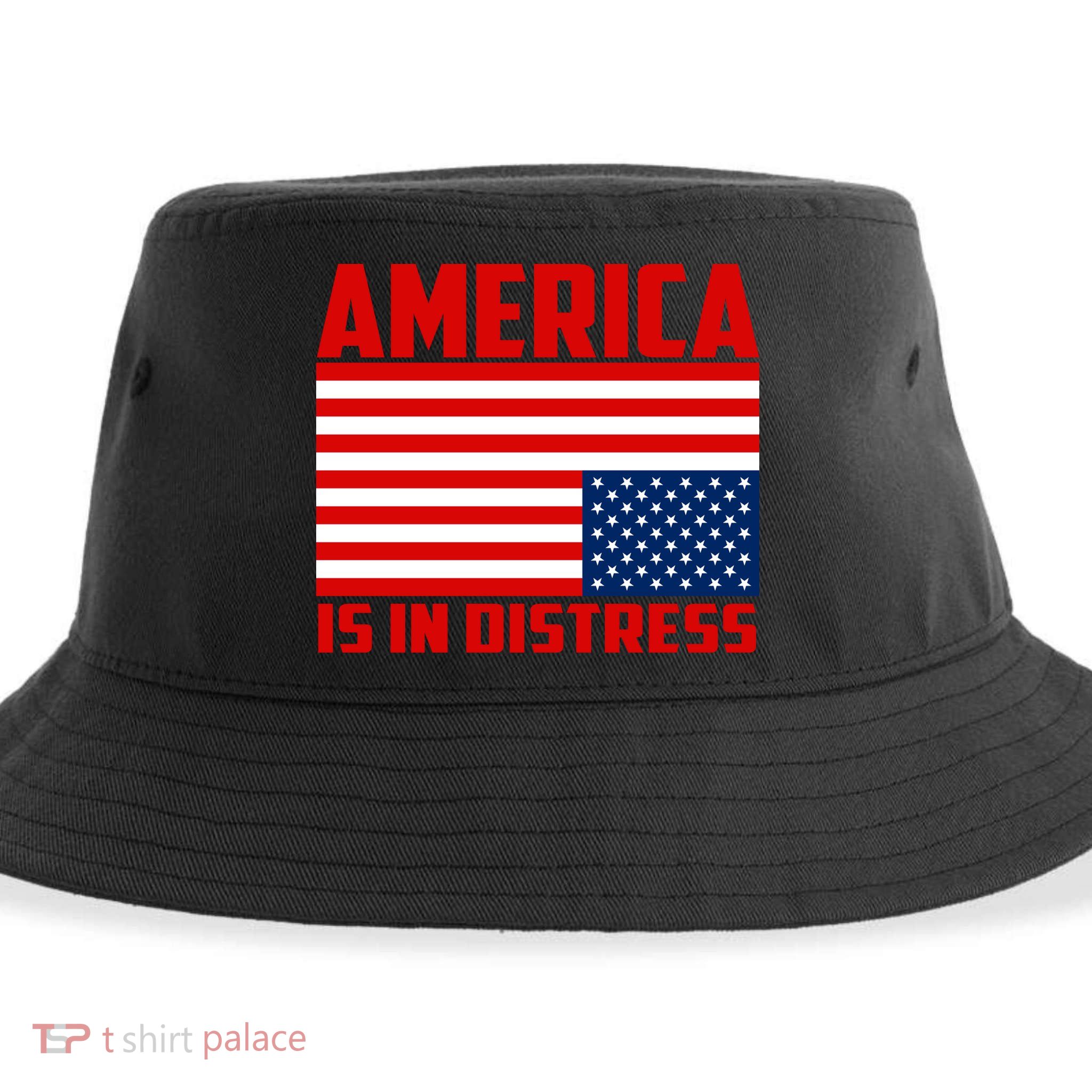America Is In Distress Upside Down Flag Sustainable Bucket Hat