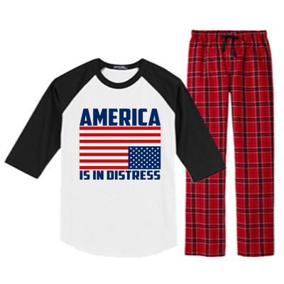 America Is In Distress Upside Down Flag Raglan Sleeve Pajama Set