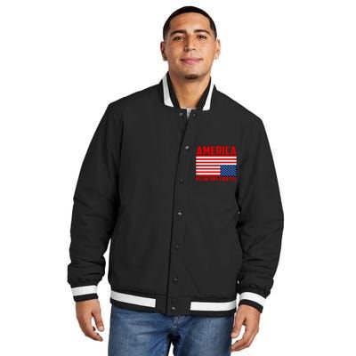 America Is In Distress Upside Down Flag Insulated Varsity Jacket