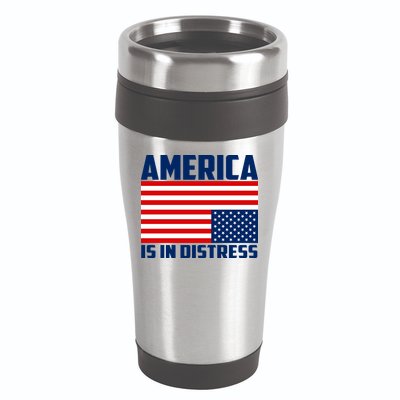 America Is In Distress Upside Down Flag 16oz Travel Tumbler