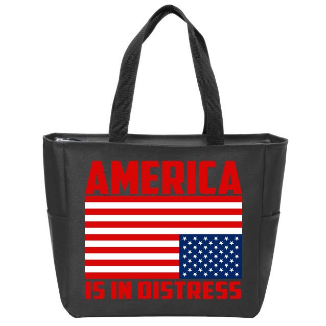 America Is In Distress Upside Down Flag Zip Tote Bag