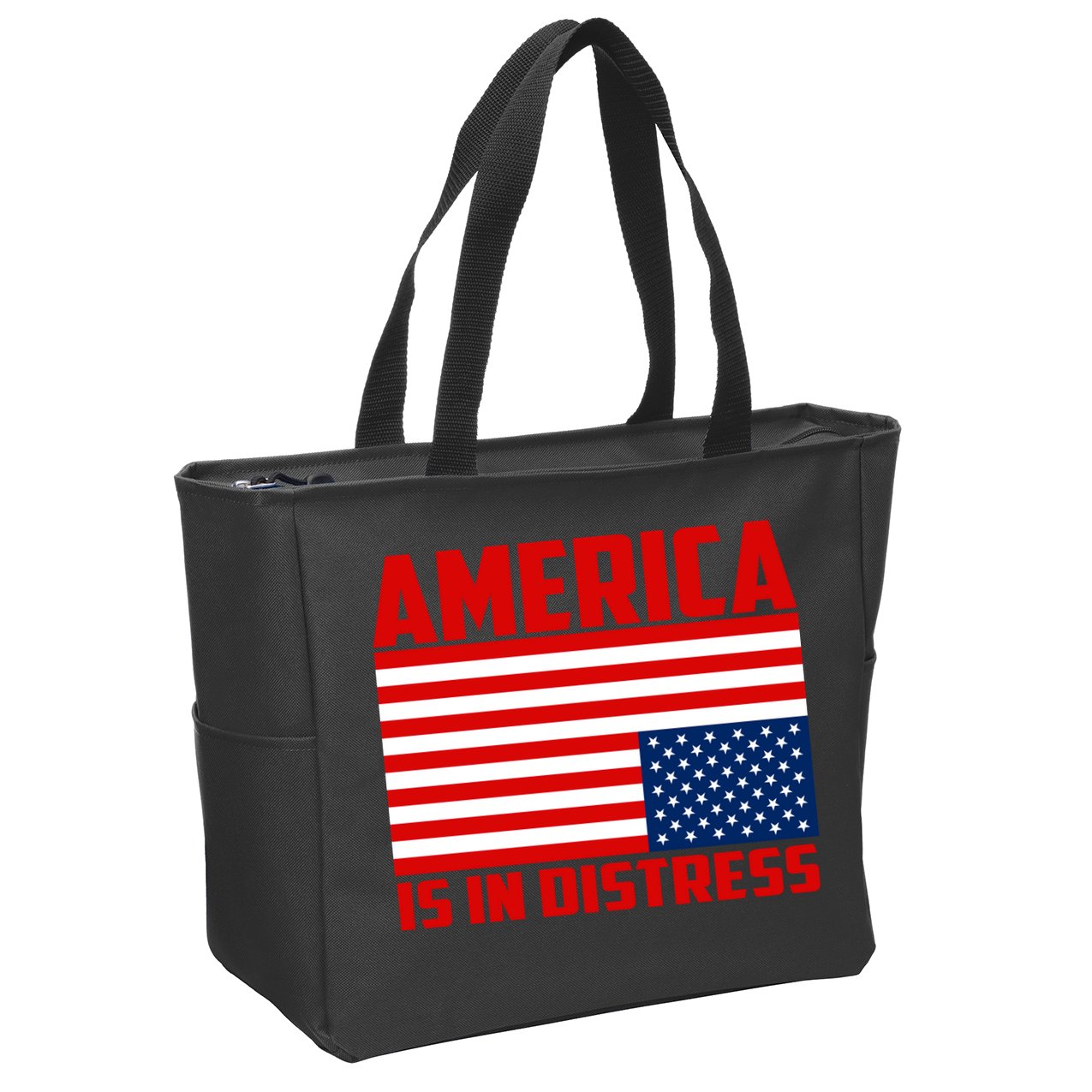 America Is In Distress Upside Down Flag Zip Tote Bag