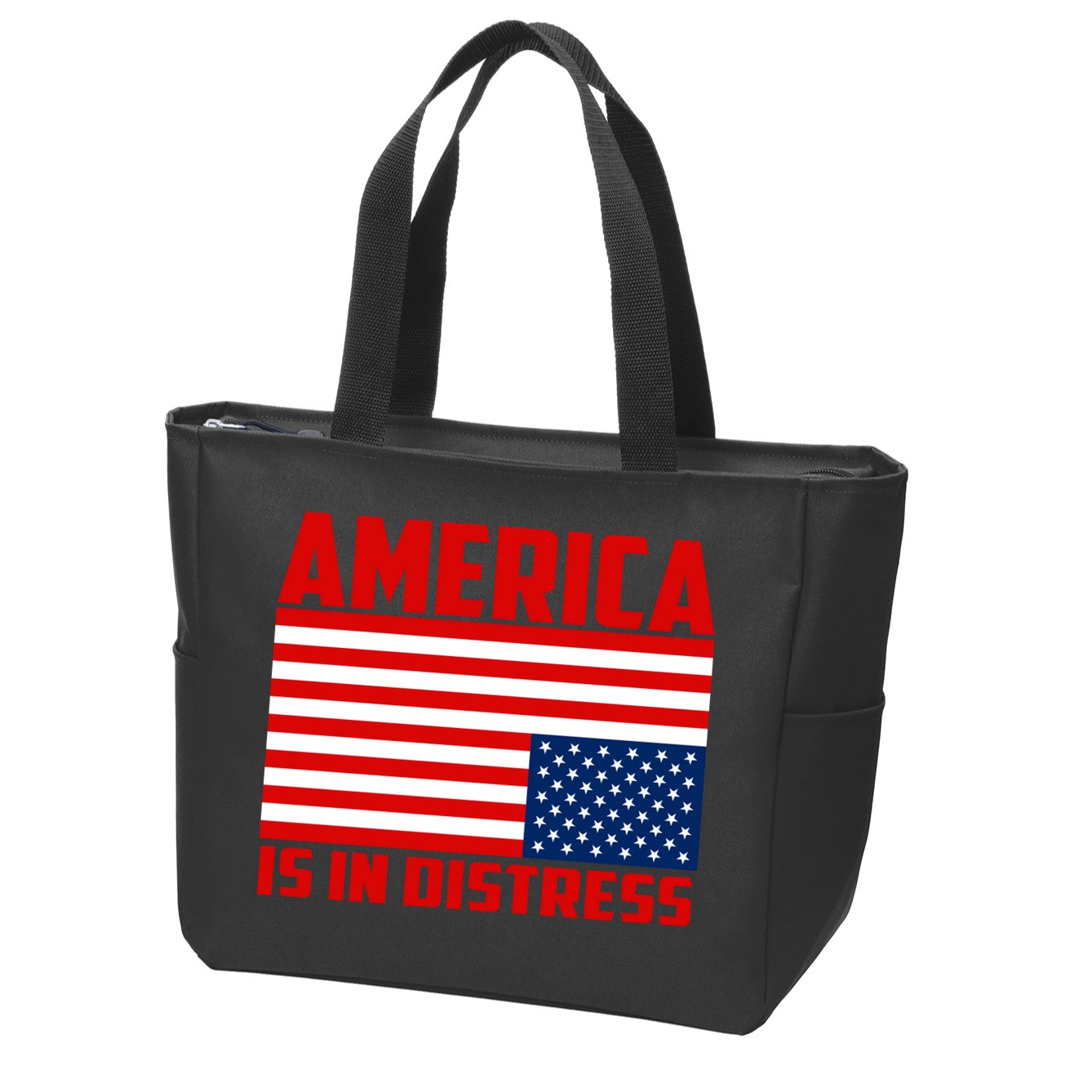 America Is In Distress Upside Down Flag Zip Tote Bag
