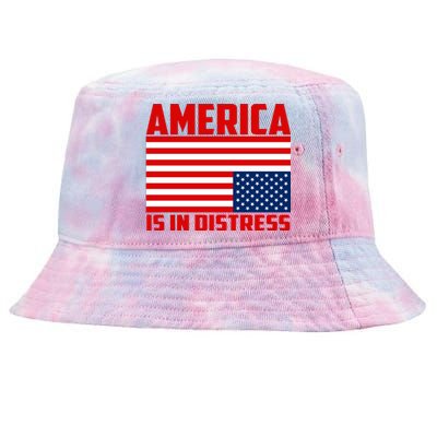 America Is In Distress Upside Down Flag Tie-Dyed Bucket Hat