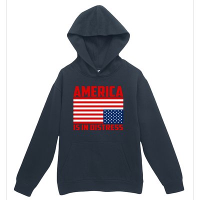 America Is In Distress Upside Down Flag Urban Pullover Hoodie