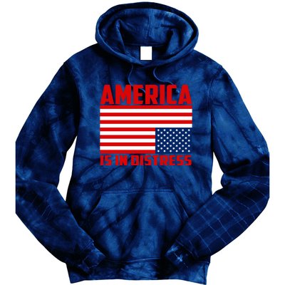 America Is In Distress Upside Down Flag Tie Dye Hoodie