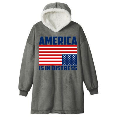 America Is In Distress Upside Down Flag Hooded Wearable Blanket