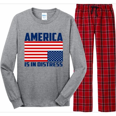 America Is In Distress Upside Down Flag Long Sleeve Pajama Set