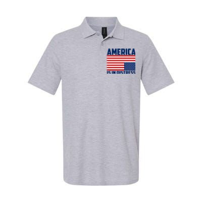 America Is In Distress Upside Down Flag Softstyle Adult Sport Polo