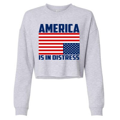 America Is In Distress Upside Down Flag Cropped Pullover Crew