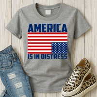 America Is In Distress Upside Down Flag Womens T-Shirt