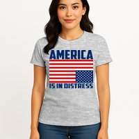 America Is In Distress Upside Down Flag Womens T-Shirt