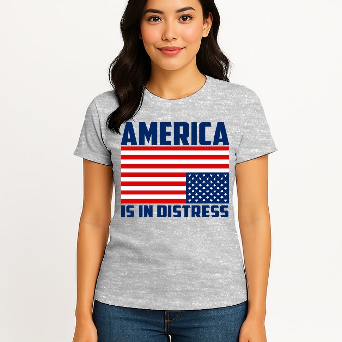 America Is In Distress Upside Down Flag Womens T-Shirt
