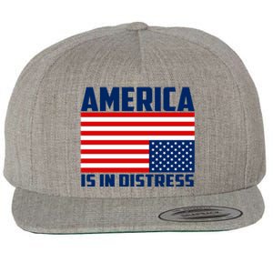 America Is In Distress Upside Down Flag Wool Snapback Cap