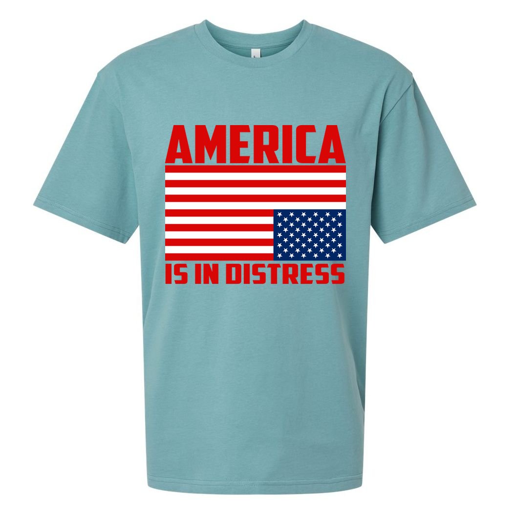 America Is In Distress Upside Down Flag Sueded Cloud Jersey T-Shirt