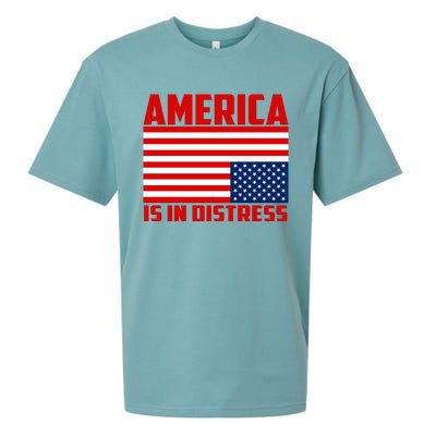 America Is In Distress Upside Down Flag Sueded Cloud Jersey T-Shirt