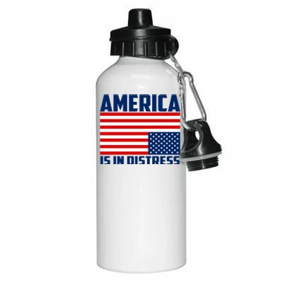 America Is In Distress Upside Down Flag Aluminum Water Bottle 