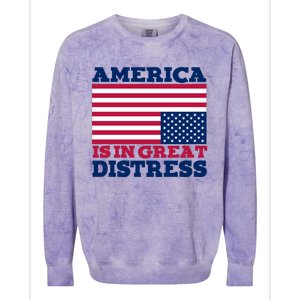 America Is In Great Distress Upside Down Flag Colorblast Crewneck Sweatshirt