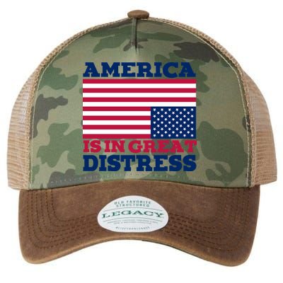 America Is In Great Distress Upside Down Flag Legacy Tie Dye Trucker Hat