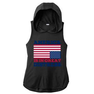 America Is In Great Distress Upside Down Flag Ladies PosiCharge Tri-Blend Wicking Draft Hoodie Tank