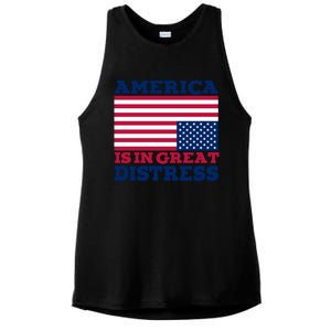 America Is In Great Distress Upside Down Flag Ladies PosiCharge Tri-Blend Wicking Tank