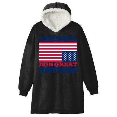 America Is In Great Distress Upside Down Flag Hooded Wearable Blanket
