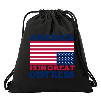 America Is In Great Distress Upside Down Flag Drawstring Bag