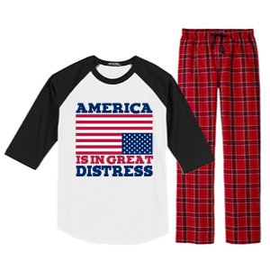 America Is In Great Distress Upside Down Flag Raglan Sleeve Pajama Set