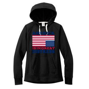 America Is In Great Distress Upside Down Flag Women's Fleece Hoodie