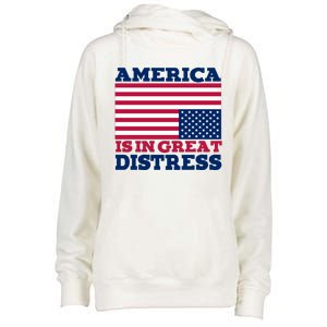 America Is In Great Distress Upside Down Flag Womens Funnel Neck Pullover Hood