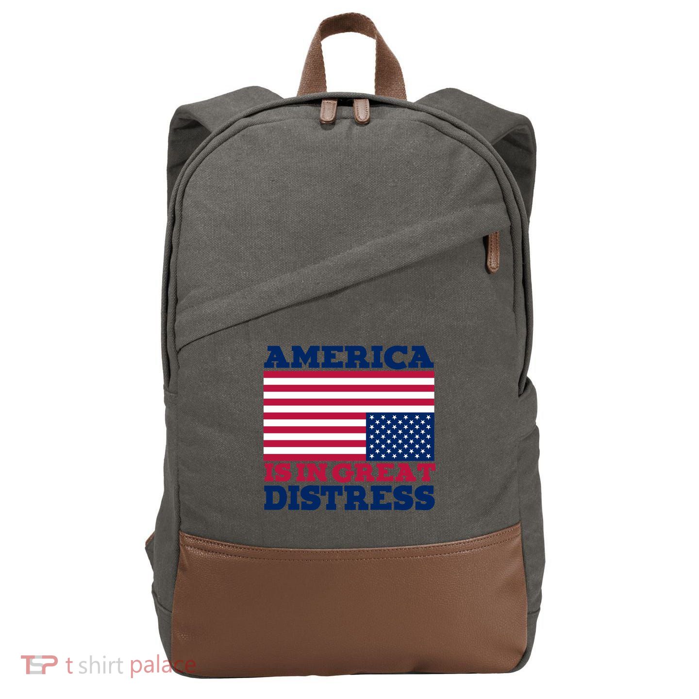 America Is In Great Distress Upside Down Flag Cotton Canvas Backpack