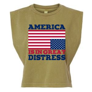 America Is In Great Distress Upside Down Flag Garment-Dyed Women's Muscle Tee