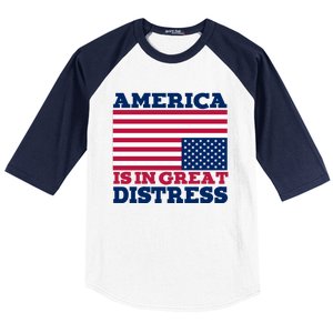 America Is In Great Distress Upside Down Flag Baseball Sleeve Shirt