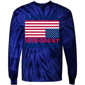 America Is In Great Distress Upside Down Flag Tie-Dye Long Sleeve Shirt