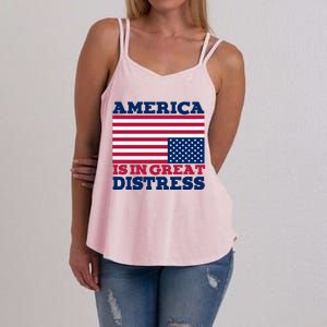 America Is In Great Distress Upside Down Flag Women's Strappy Tank