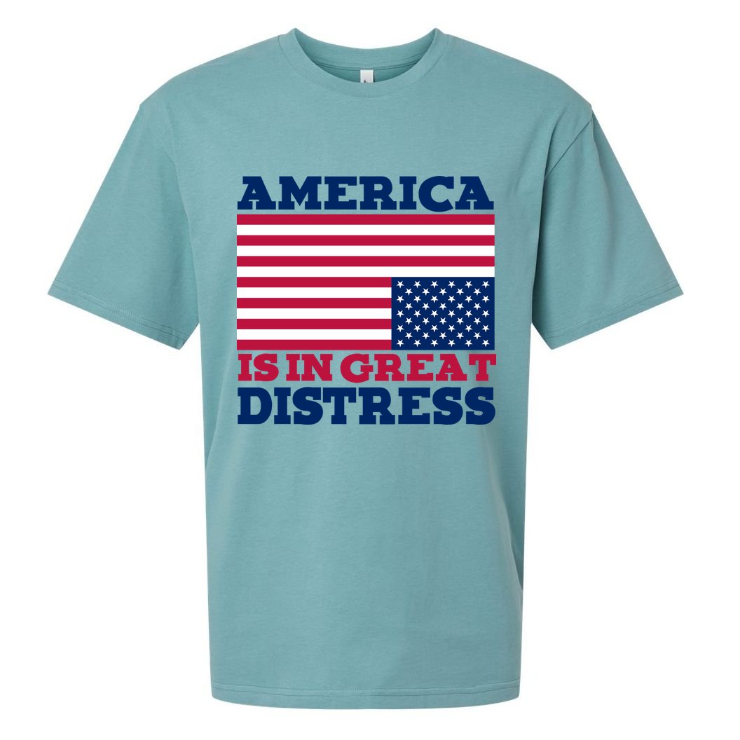 America Is In Great Distress Upside Down Flag Sueded Cloud Jersey T-Shirt