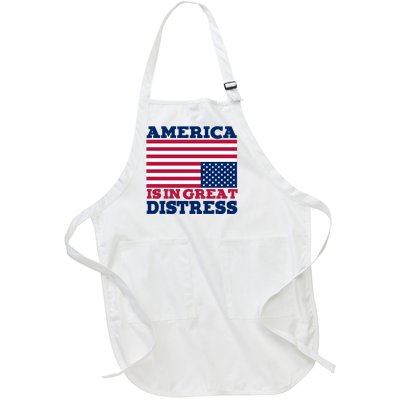 America Is In Great Distress Upside Down Flag Full-Length Apron With Pockets