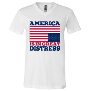 America Is In Great Distress Upside Down Flag V-Neck T-Shirt