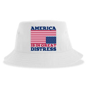 America Is In Great Distress Upside Down Flag Sustainable Bucket Hat